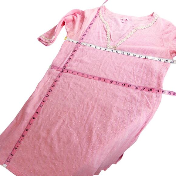 Lilly Pulitzer Textured Metallic Stripe Tunic Dress in Pastel Pink Gold Large - Picture 10 of 12